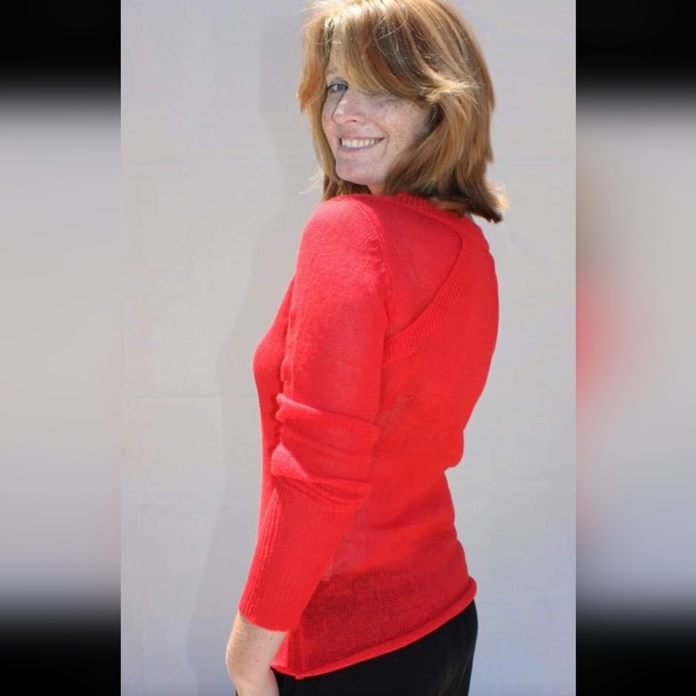 The Earth Collection red linen blend sweater